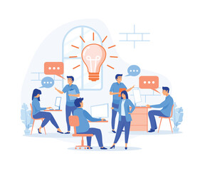 online assistant at work. promotion in the network. manager at remote work, searching for new ideas solutions, flat vector modern illustration