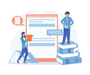 Businessman personal assistant online service, Worker answering calls and assisting with document.  flat vector modern illustration  