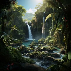 garden of eden waterfall nature cinematic