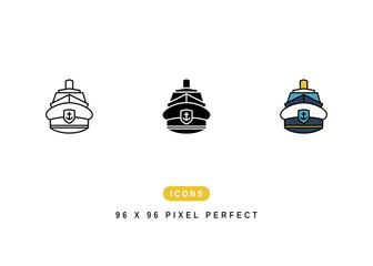 Fototapeta na wymiar Ship Captain Icon. Sailor Cruise Officer Symbol Stock Illustration. Vector Line Icons For UI Web Design And Presentation