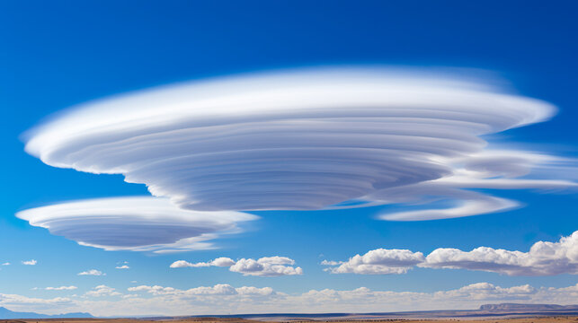 UFOのような複数のレンズ雲の風景