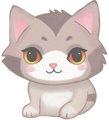 Cat cute cartoon Watercolor PNG papertexture