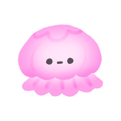 Pink Jelly Fish Cute Doodle illustration, signs and symbols, Hand drawn, Pencil in doodle