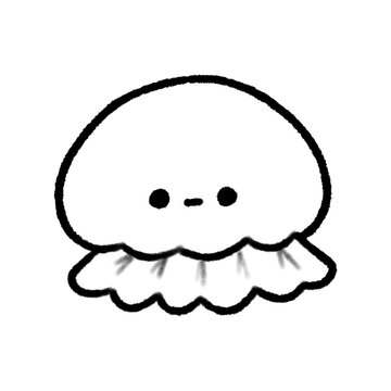 Line Jelly Fish Cute Doodle illustration, signs and symbols, Hand drawn, Pencil in doodle