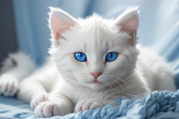 baby cats blue eyes and white color