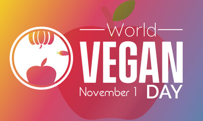 World Vegan Day Vector Illustration with Healthy Food and Green Lifestyle. Vector template for background, banner, card, poster design.
