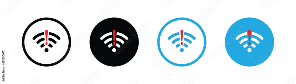 Poster wireless wifi icon set. connection problem, internet error icon symbol sign collection, vector illus
