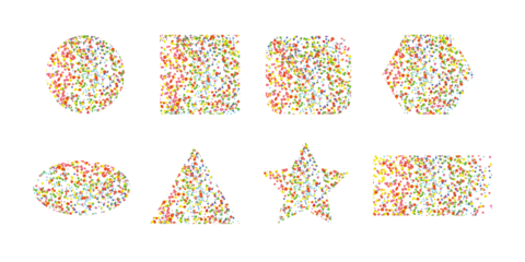 geometric figures with colored circles