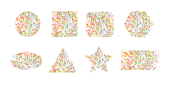 geometric figures with colored circles