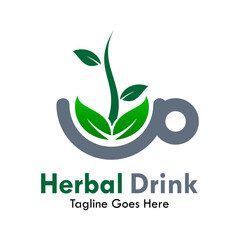 Herbal drink design logo template illustration