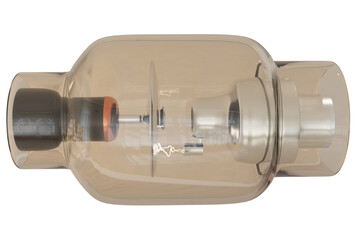 X-ray generator tube 3D rendering image used for medicine isolated on tranbsparent background.
