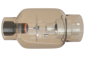 X-ray generator tube 3D rendering image used for medicine isolated on tranbsparent background.