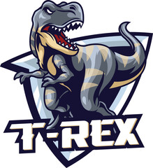 Vector illustration of trex mascot logo template for sport team and gaming team © harrisaputra