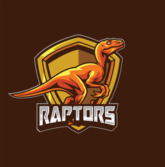 Vector illustration of Raptors dinosaur mascot logo template for sport team and gaming team