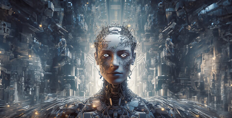 acción mental el futuro de la inteligencia artificial y los huma hd wallpaper - obrazy, fototapety, plakaty