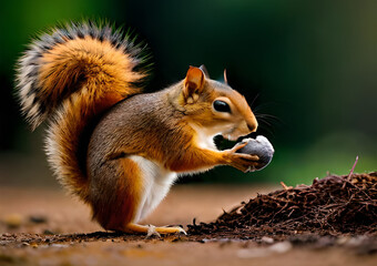 squirrel eating nut, png - obrazy, fototapety, plakaty