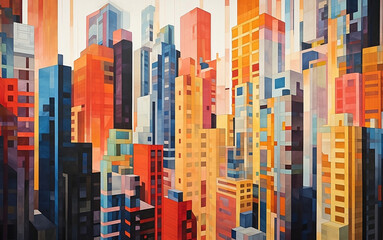 Obraz premium colorful background of tall skyscrapers in vibrant colors
