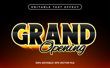 Grand opening text effect editable video cover and banner text style, 3d typography template