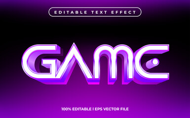 Game text effect editable video cover and banner text style, 3d typography template