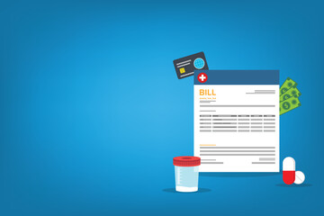 healthcare expense vector. Hospital Medical Billing Service with Health Insurance Form for Hospitalization or Treatment