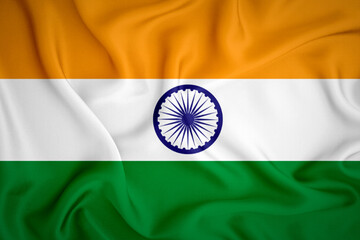 India Flag Background. Fabric texture of the flag of India