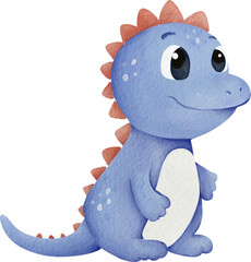 dinosuar cute cartoon character watercolor hand drawing png paper texture