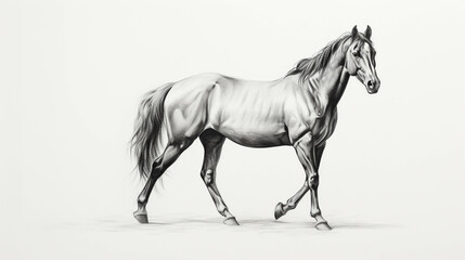 A minimalistic illustration of the horse. Horse painting.