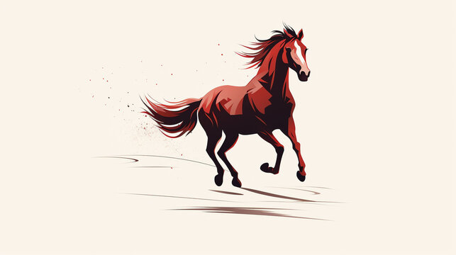 A minimalistic illustration of the horse. Horse painting.
