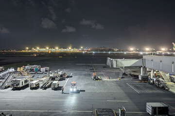 Pasay, Metro Manila, Philippines - View of the tarmac from NAIA terminal 3 in the evening.