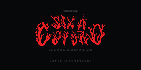 Handrawn hardcore Metal Font vector