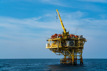 Offshore oil and gas wellhead remote platform which produced raw material for sent to onshore...