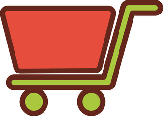 shopping cart flat icon 3 colors.