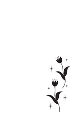 モノクロの花のフレーム