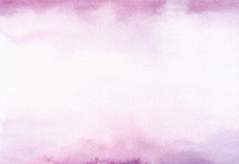 Lilac watercolor abstract background with gradient, hand-drawn. The texture of watercolor on paper. Template for design and decoration with space for text. A beautiful watercolor spot.