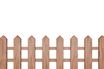 Fototapeta premium 3D wooden fence with nail isolated on white background, 3D rendering ranch farm wooden barrier. 