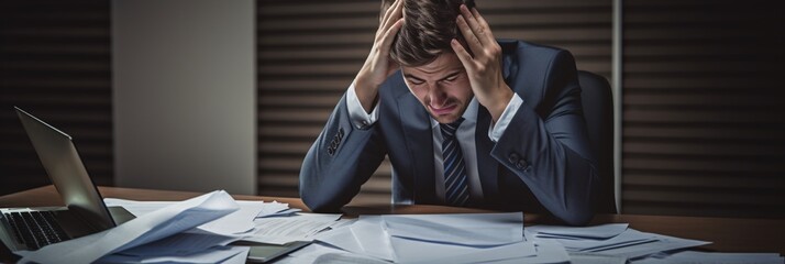 Stressed Businessman Experiencing the Agony of Defeat Amid Business Failure