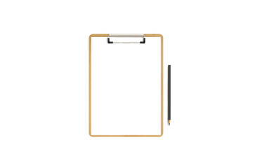 Pen on a blank clipboard. Isolated on a white background