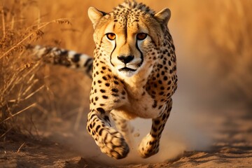 beautiful cheetah running. Generative AI
