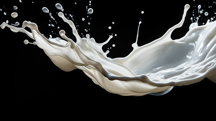 milk or white liquid splash isolated on black background. Made with generative ai