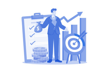 Salesperson setting quarterly sales goals.