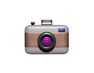 Vintage camera 3D rendering PNG file with pastel color tone for classic content, wallpaper, card, icon and etc.