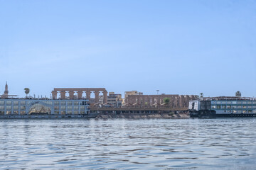 Scenic View of Luxor Port from a Small Boat Egypt Summer Travel