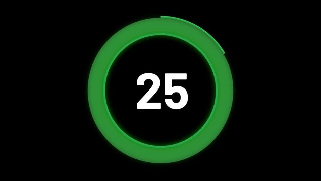30 sec green shape and white number countdown timer animation