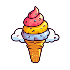 Ice cream cone Cartoon PNG, illustration For Tshirt, Mug