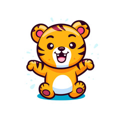 Tiger jumping Cartoon PNG, illustration For Tshirt, Mug