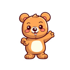 Obraz na płótnie Canvas Teddy bear waving hand Cartoon PNG, illustration For Tshirt, Mug