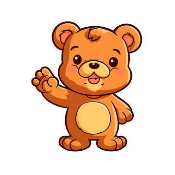 Teddy bear waving hand Cartoon PNG, illustration For Tshirt, Mug