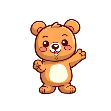Teddy bear waving hand Cartoon PNG, illustration For Tshirt, Mug