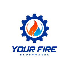 Modern gear fire logo concept or icon design. Vector illustration