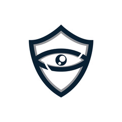 shield eye logo design illustration.